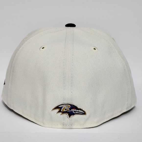 New Era Baltimore Ravens On-Field Cap 59Fifty NFL 7 1/4 Fitted Hat Black Cream - Picture 6 of 8